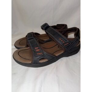 OrthoFeet Cambria 561 Mens Sandals 9 D Black Leather Comfort Strappy Ankle Strap